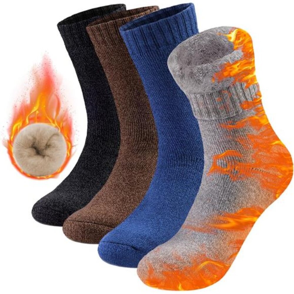4 Pairs Men's Winter Warm Socks Insulated Heated Trapping Thermal Socks